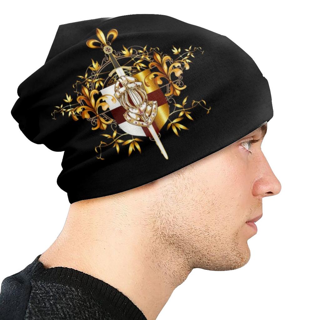 Templer Ritter Kreuz Schild Skullies Beanies Hut Unisex Motorhaube Winter Warme Strickmützen Outdoor Ski Mittelalterliche Schwert Beanie Cap