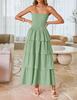 European and American women's clothing popular sleeveless off-the-shoulder pleated layered tube top long vest skirt