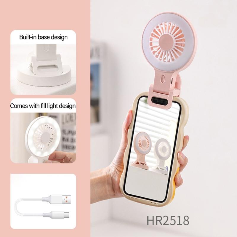 Portable USB Charging Desk Fan With Phone Holder And Three Speed Setting Suitable For Camping Photography Mobile Devices
