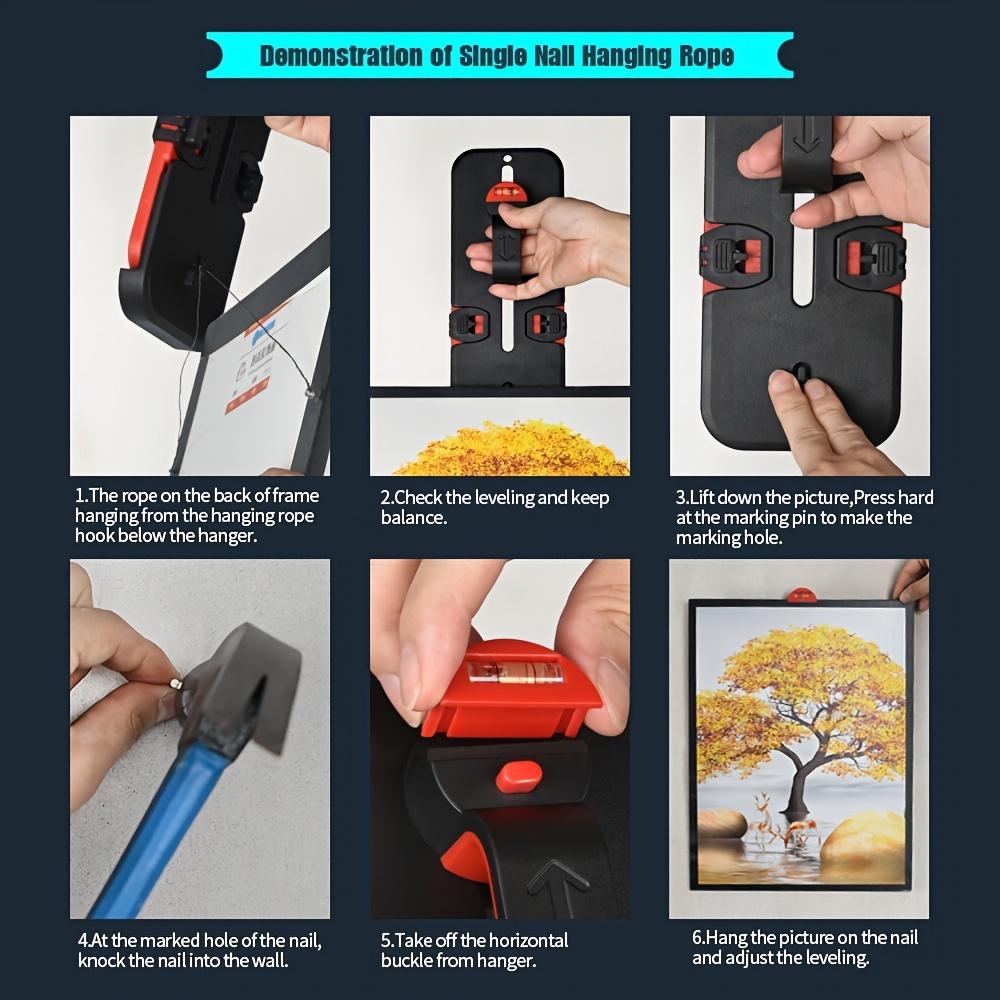1ks Nástroj na zavěšování obrazů pro design domova, Exkluzivní rám pro závěsný hardware, Nástroj na vyrovnávání fotografií s kalibrační funkcí, Nezbytnosti pro zavěšování obrazů