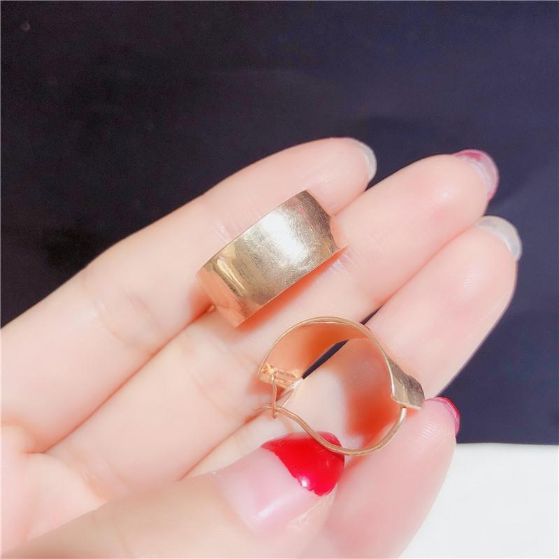 Серьги Золотого Цвета Широкая Версия Женские Простые Изысканные Серьги-Крючки С Покрытием из Розового Золота