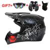 Full Face Off-Road Motorcycle Helmet Dirt Bike ATV Mountain Biking Use ABS Safety Gear With Visor Gloves Mask