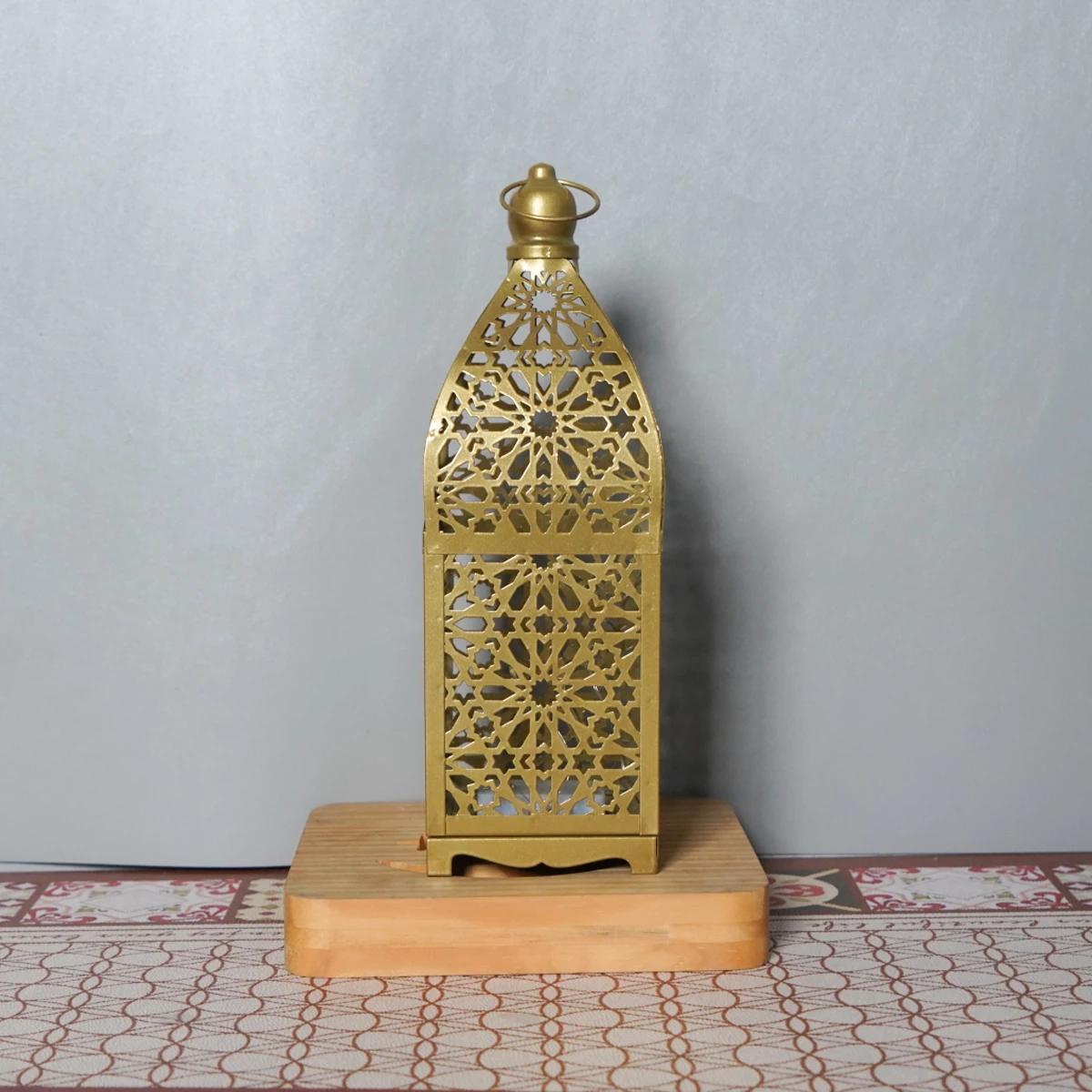 

1PC Metal Vintage Decorative Light Morocco LED Hollow Wind Lamp Home Tabletop Atmosphere Lantern Crafts Decoration, Festive Deco S