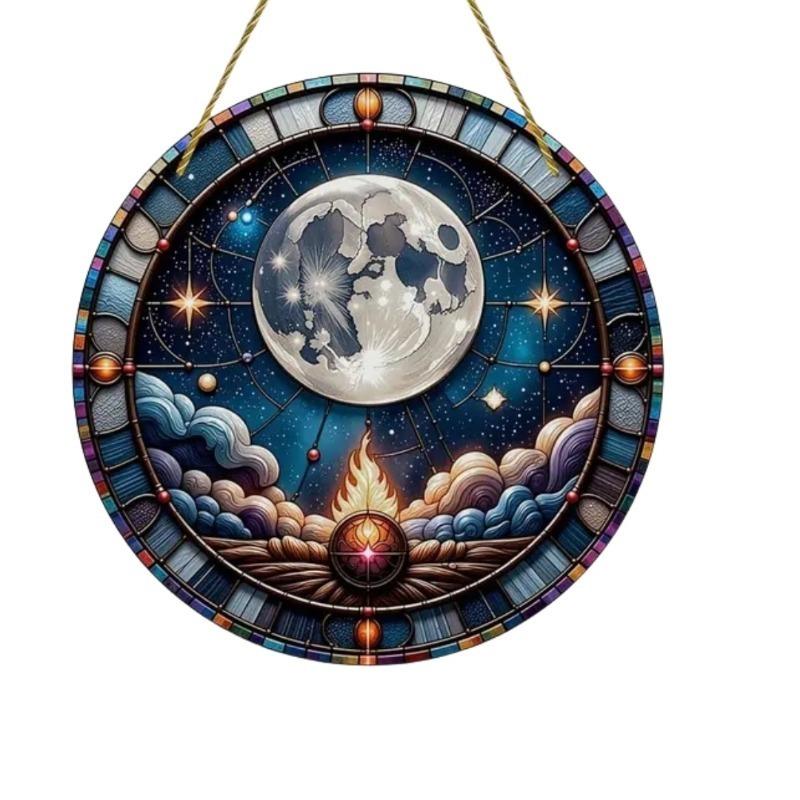 Decoração de Mesa Redonda de Acrílico Estilo Bohemia 2D Placa Decorativa para Casa Arte de Parede Pendurada Decoração de Jardim para Sala Placas de Porta Hangi