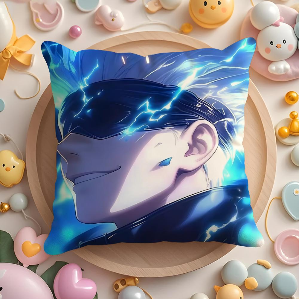J-Jujutsu anime K-Kaisen Cushion Cover Home & Car Multi-Scene Pillow Cover - Reversible, Soft & Durable for Daily Use
