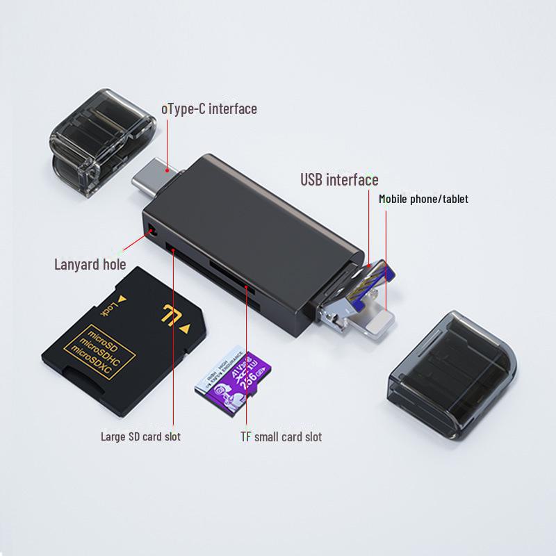 Metal OTG Card Reader for TF/SD Cards - Compatible with Apple, Android Type-C, and USB 2.0 Devices