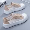 Black Embroidered Hollow Out Canvas ShoesWomen's Flat Shoes Net Surface Shallow Mouth Simple Casual Commuting Harajuku
