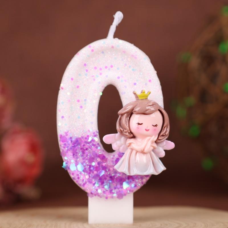 

Creative Cake Digital Birthday Candle Purple Gradient Angel Girl Birthday Handmade Candle 0