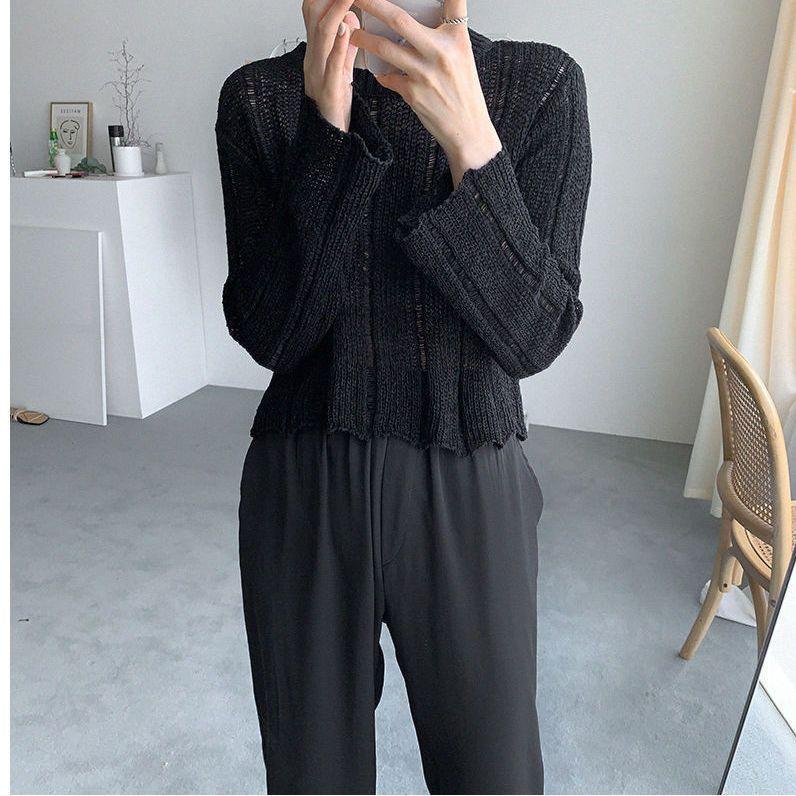 Korean Niche Candy Color Crew Neck Pullover Hollow Out Sun Protection Cover Up Loose Versatile Short Knit T-shirt