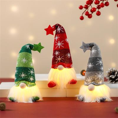 Face-less Old Man Christmas Decorations, Five-pointed Star Hat With Lamp Light Hanging Leg Doll Display Gifts