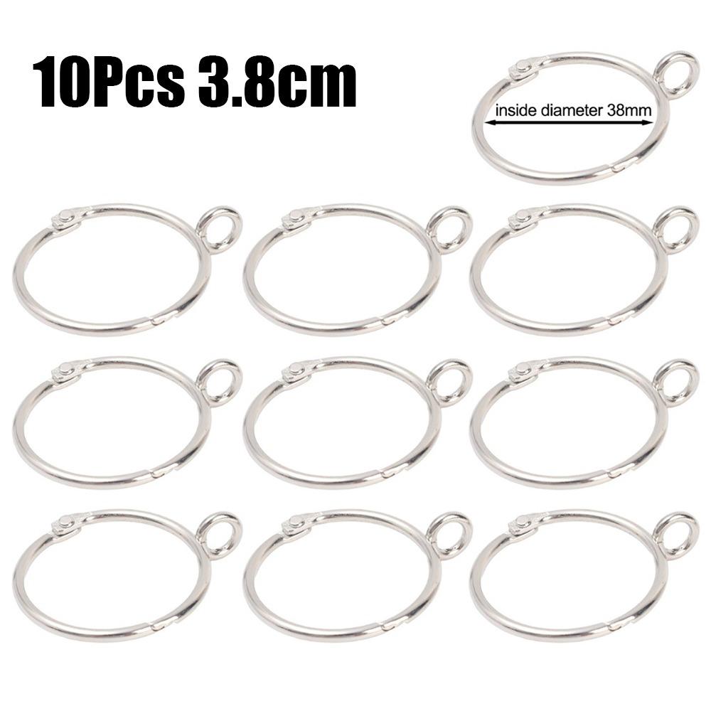 10 Piezas 38/50 mm Anillo para Colgar Cortina Herramienta de Almacenamiento Gancho Metálico para Cortina de Ducha Toalla Ferretería de Baño Con Ojales
