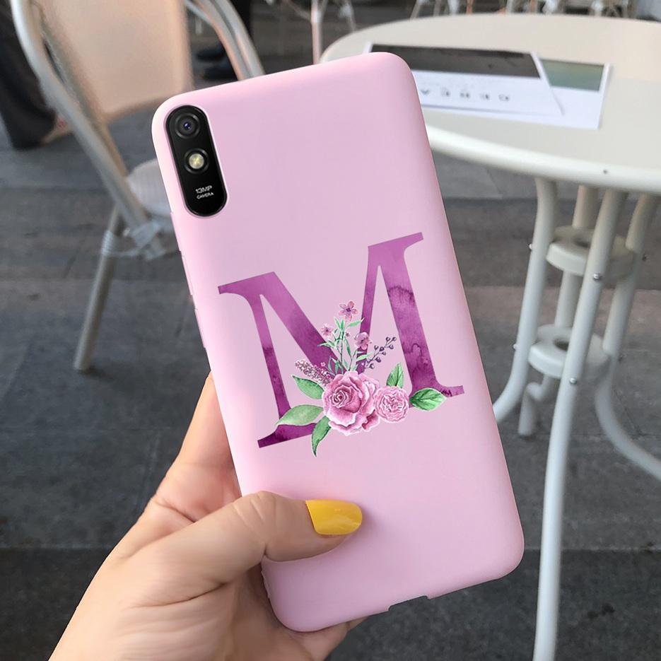 For Xiaomi Redmi 9A Case Silicone Soft TPU Back Phone Protector Shell For Xioami Redmi 9AT 9 A Redmi9A T Cute Letters Cover Bags