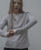 Mosyupamosyu Ribbed Henley Neck T-Shirt [Light Gray]