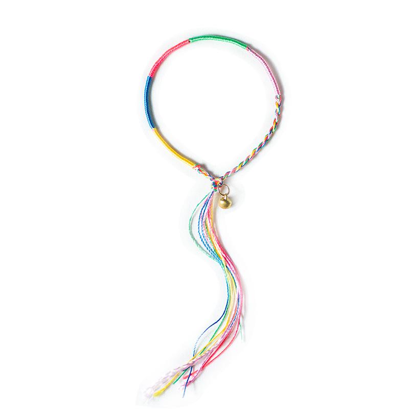 Handmade Five-Color Dragon Boat Festival Bracelet with Golden Bell - May Festival Ornament Gift