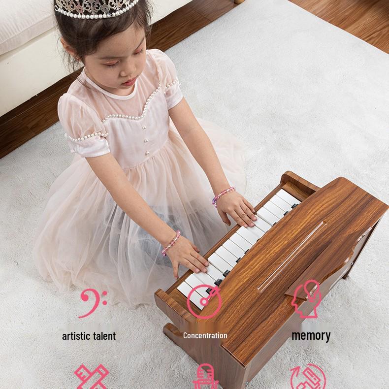 Children's 25-Key Wooden Electric Piano for Beginners - Portable and Educational