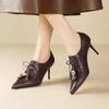 Fashion Chunky High Heel Small Square Toe Booties Women's Autumn Winter Fashion Vintage Rivet Belt Buckle Naked Boots