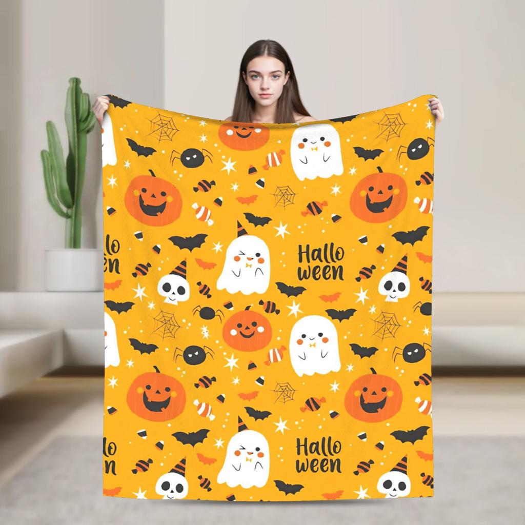 Halloween Theme Pattern  Flannel Blanket Spring  Super Soft Throw Blanket Home Decor Comfortable Bedspread Sofa Bed Cover