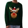Women's Fashion Christmas Print Pullover Long-Sleeve  Neck Knit Sweater Top