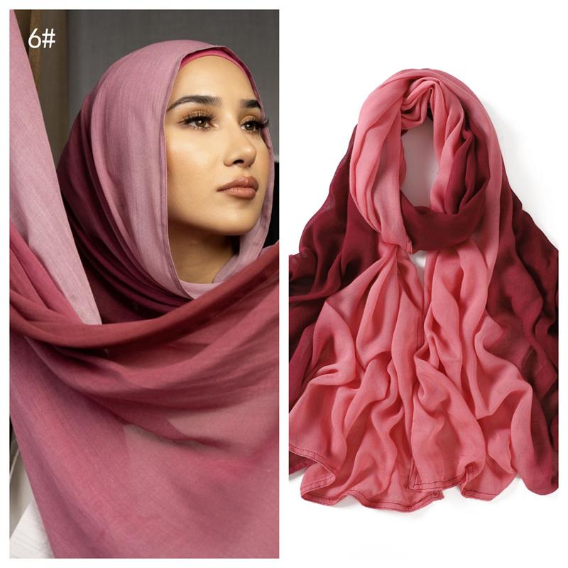 Design Fashion Women Classic Gradient Colored Cotton Scarf Women'S Soft Headscarf Solid Color Shawl Headscarf Muslim Scarf