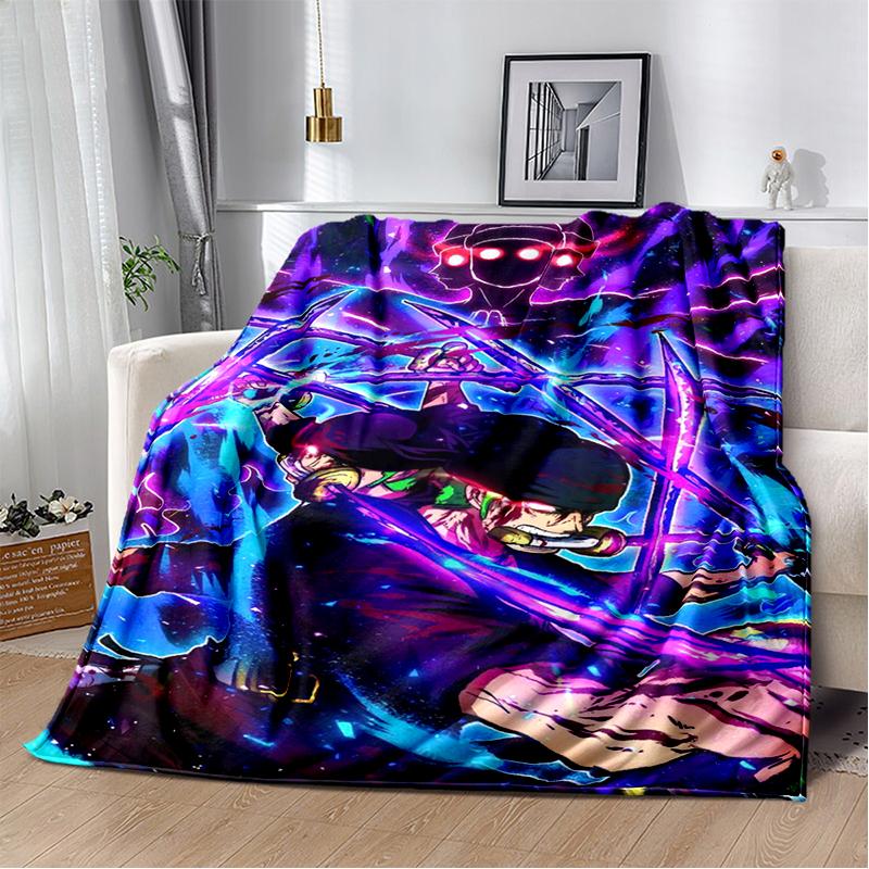3D One P-Piece Cartoon Anime Flannel Blanket Soft Warm Throw Blanket for Bedroom Living Room Bed Camping Picnic Office Kids Gift