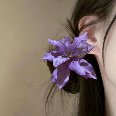 1 Pair Women Hair Clips Large Flower Decor Side Hair Pins No Hair Damage Hairpins Non-fade Hair Accessory
