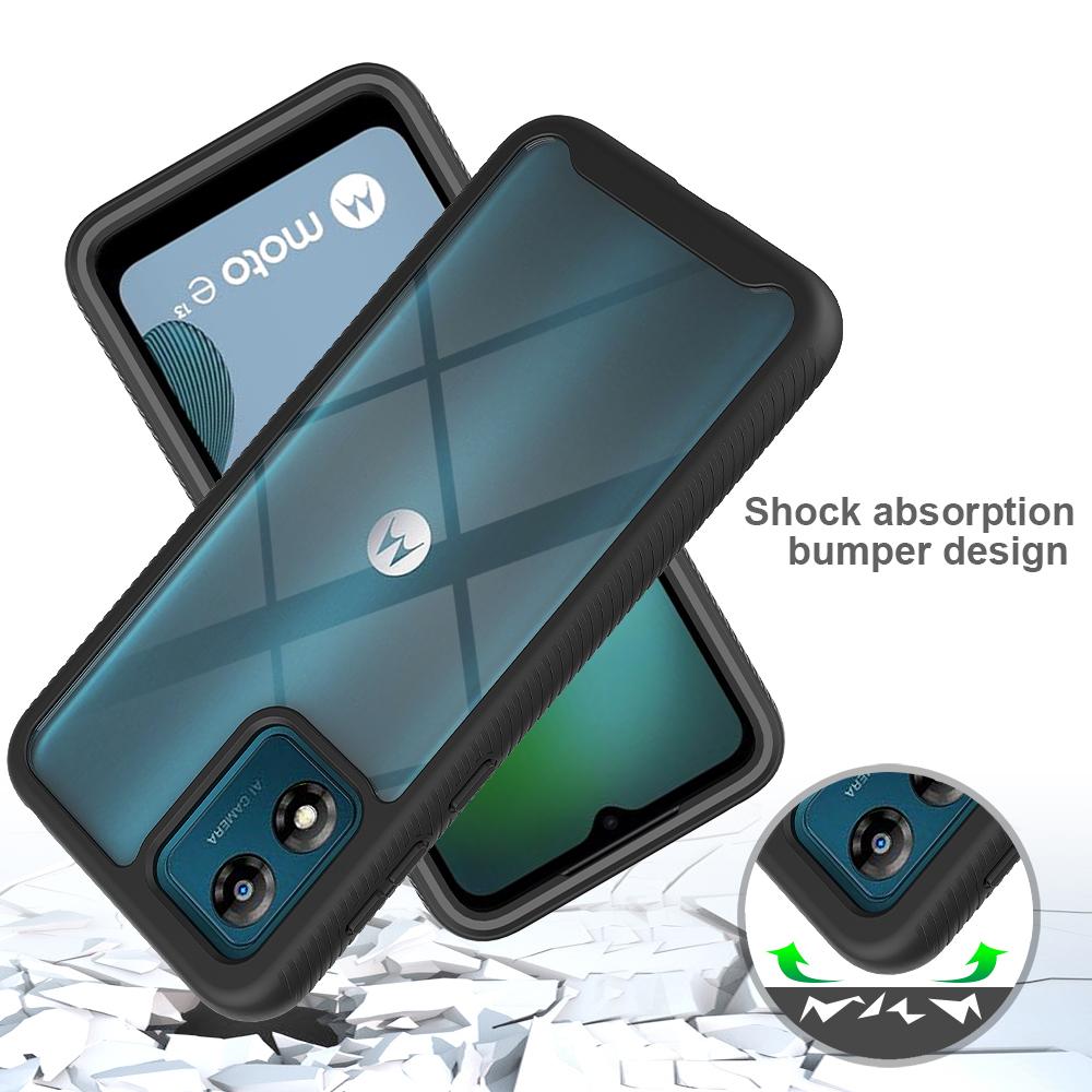 For Motorola Moto E13 4G 3-in-1 Full Protection Phone Case TPU+PC Back Cover with PET Screen Film