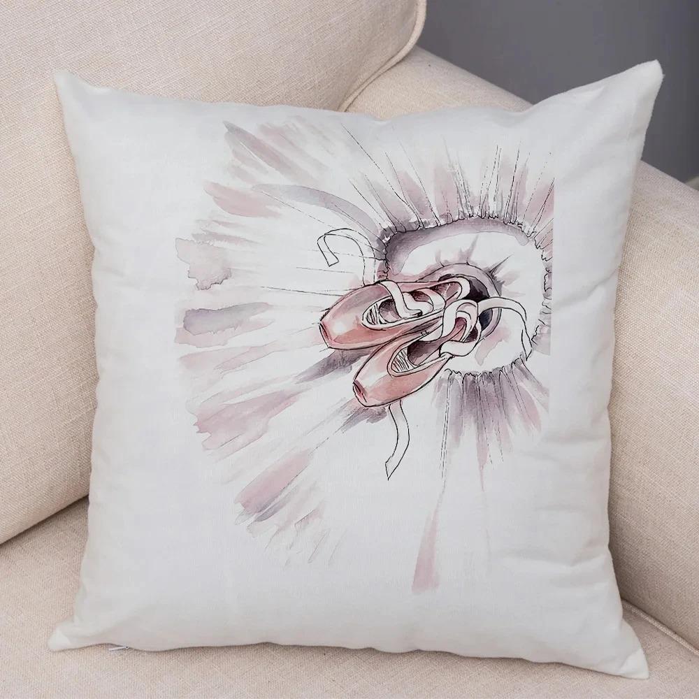 Cute Cartoon Sofa Pillowcase Home Soft Peach Skin Pillowcase Nordic Style Decoration Pink Ballet Girl Cushion Cover