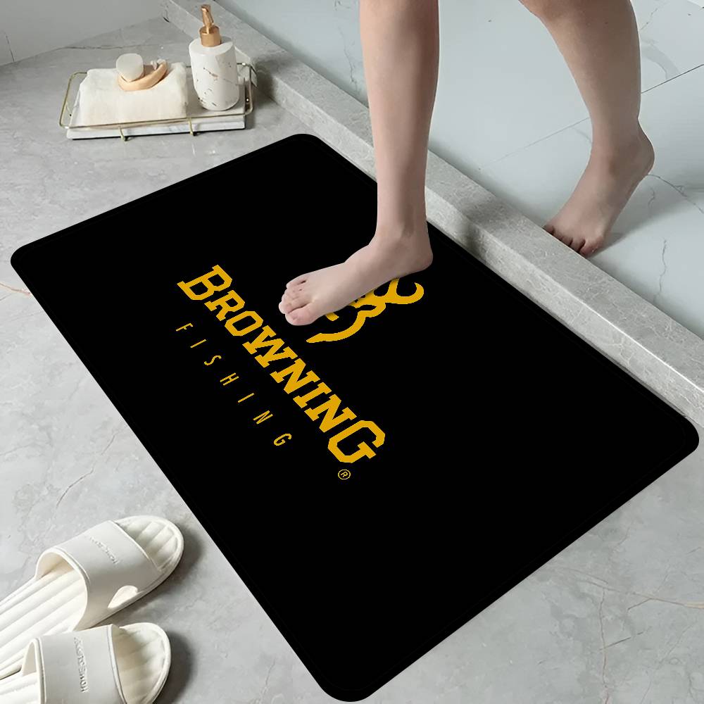 B-Browning Logo Room Mats Retro Multiple Choice Living Room Kitchen Rug Non-Slip Welcome Rug