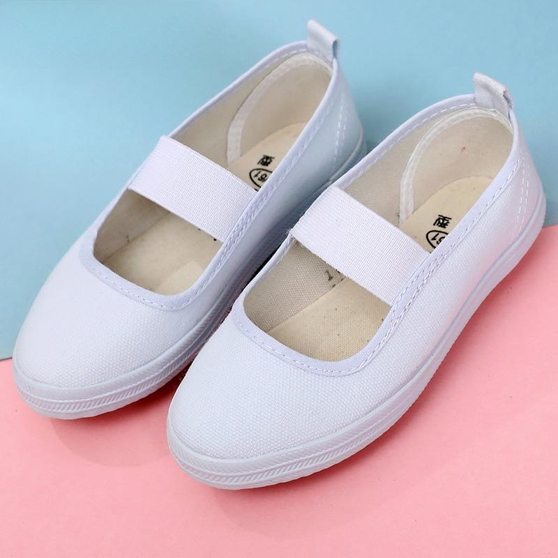 Sapatos de Dança para Crianças Tênis de Lona Respiráveis para Bebês Sapatos Brancos para Ginástica Indoor Fantasias Sapatos de Lona para Dança