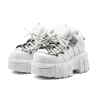 Women's High Top Punk Boots - Autumn/Winter Cross Strap, Ultra Thick Metal Platform, Height Increasing Tank Sole