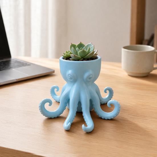 Porch Flowerpot 3D Printed Octopus Vase, Shaped Flowerpot, Creative Planter Pot, Plant Pot Funny Animal Statue for Indoor Outdoor Plants Garden
