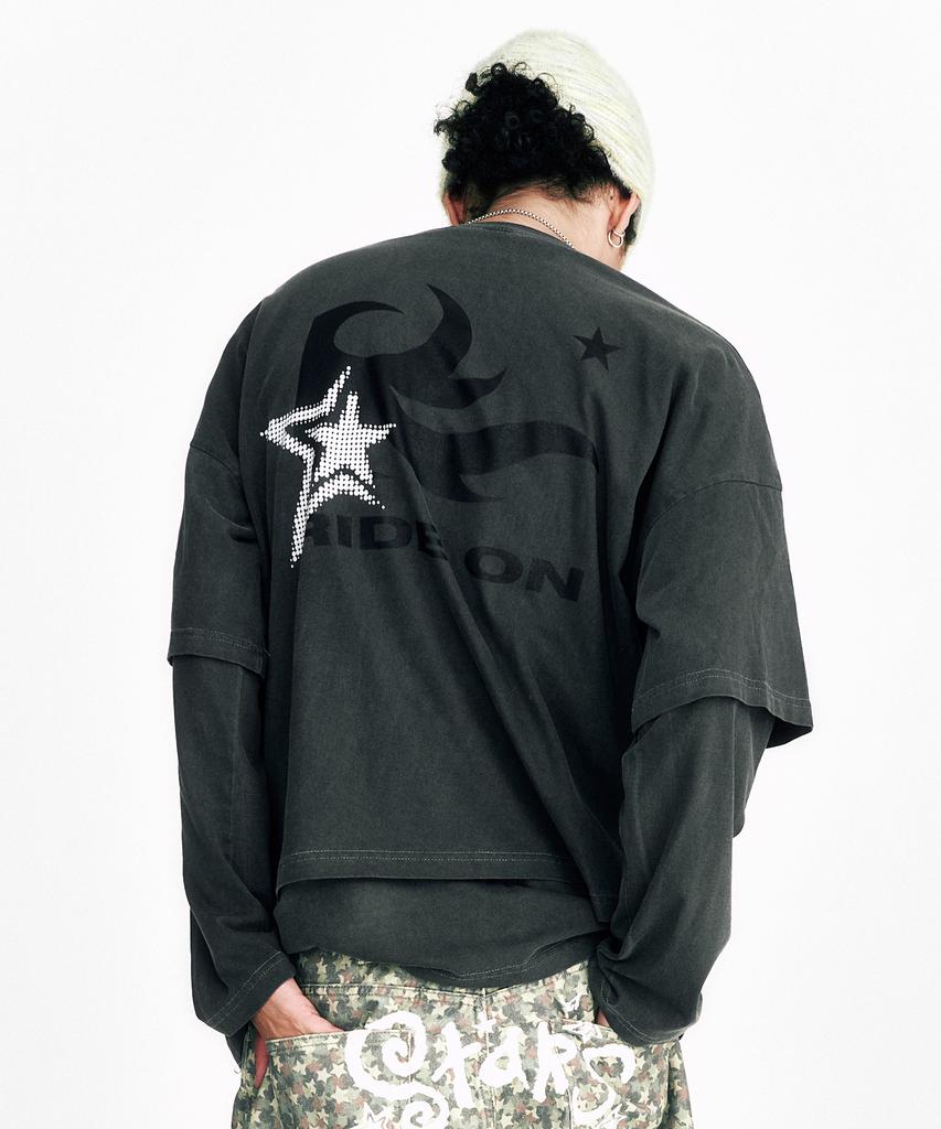 Sseleupe Flame Star Layered Long Sleeve Tee Pigment Charcoal