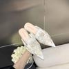 Pantoletten Stickerei Spitz Retro Schwarz Damen Pantoletten Hausschuhe und Damen Sandalen Niedriger Preis Designer Luxus Bequemschuhe
