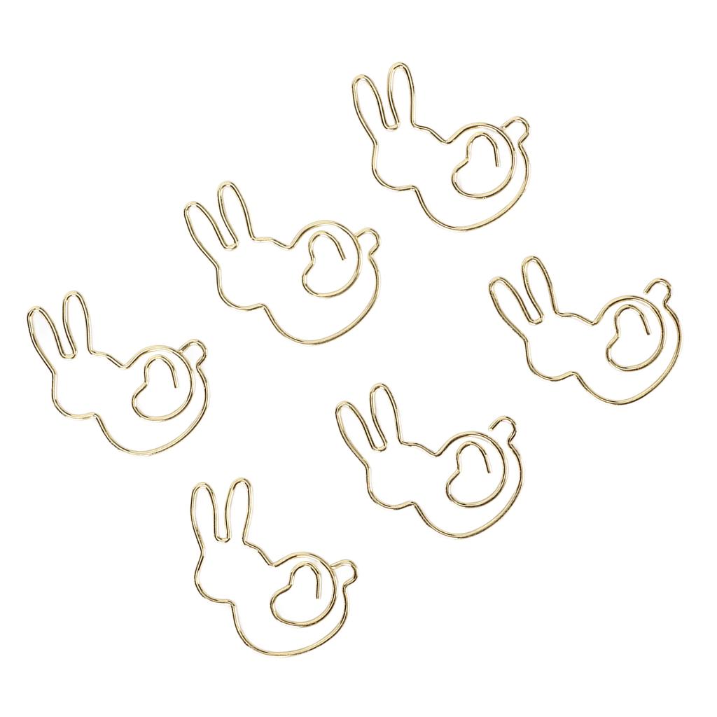 50 Pcs Rabbit Shaped Paper Clip Creative Cute Cartoon Animal Golden Page Marker File Note Clips for