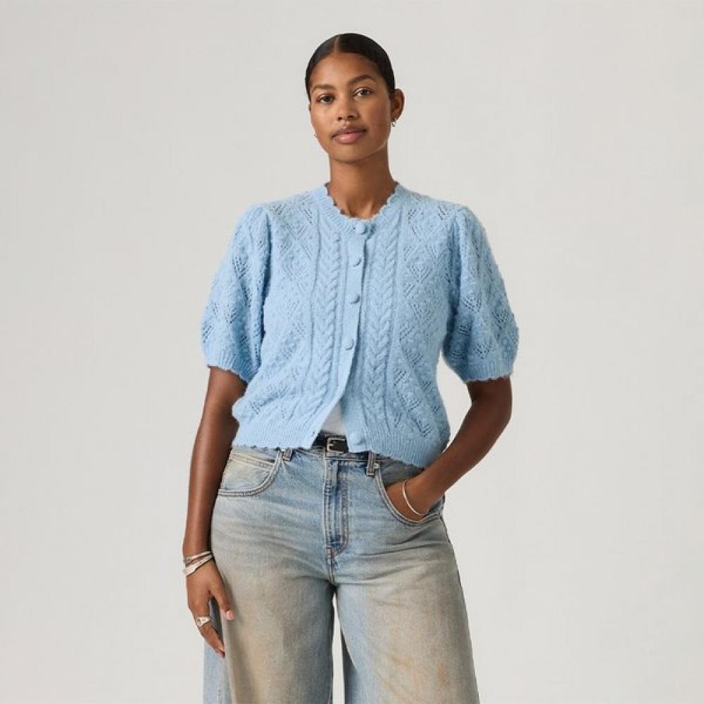 Levi S Women S Pauline Pointelle Short Sleeve Cardigan 005a80001 90(M)