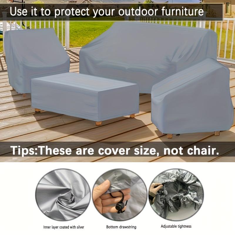 Set of 4 Patio Furniture Covers, Rattan Outdoor Furniture, Gray Patio Four-Piece Covers, Universal for All Seasons