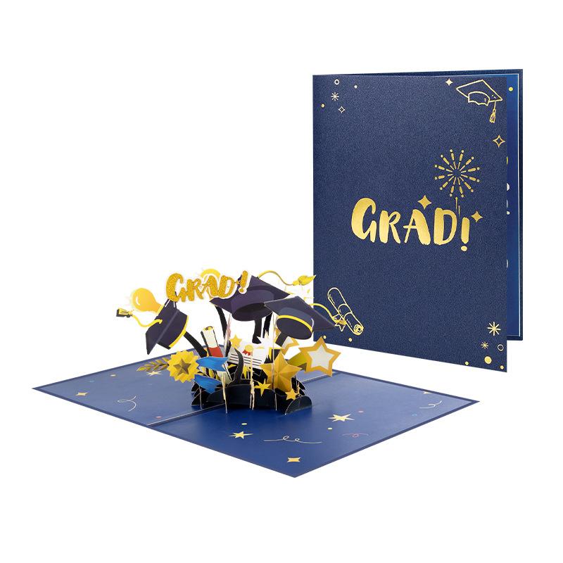 

3D Pop Up Graduation Cards with Moving 3D Effect Surprise for Graduation Gifts Party Desktop Decoration Festival Greeting Card