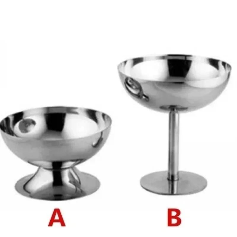 200ml Salad Cup Safe Stainless Steel Ice Cream Cup Dessert Bowl Ice Cream Spoon Accessories Household Kitchen Portable Tools