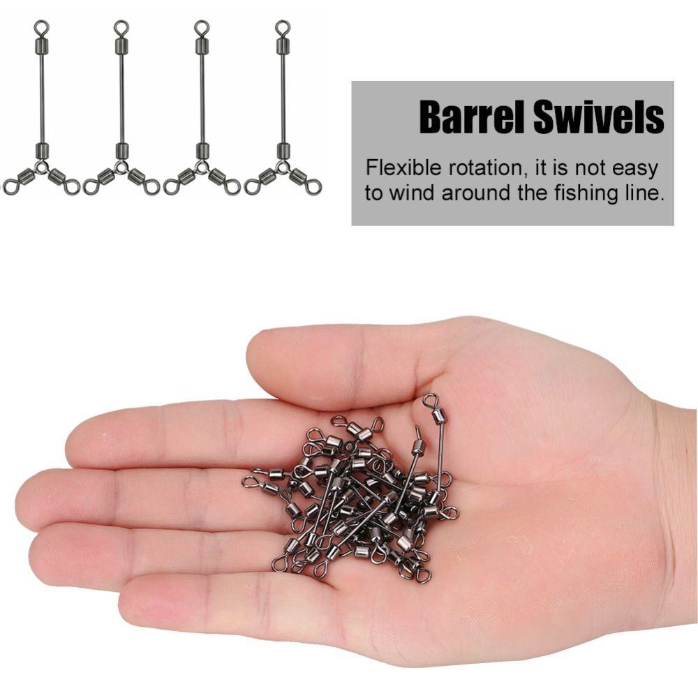 30PCS Y Shape Fishing Swivels Copper 3 Way Rolling Swivels Triple Swivel Connector  for Anglers Use