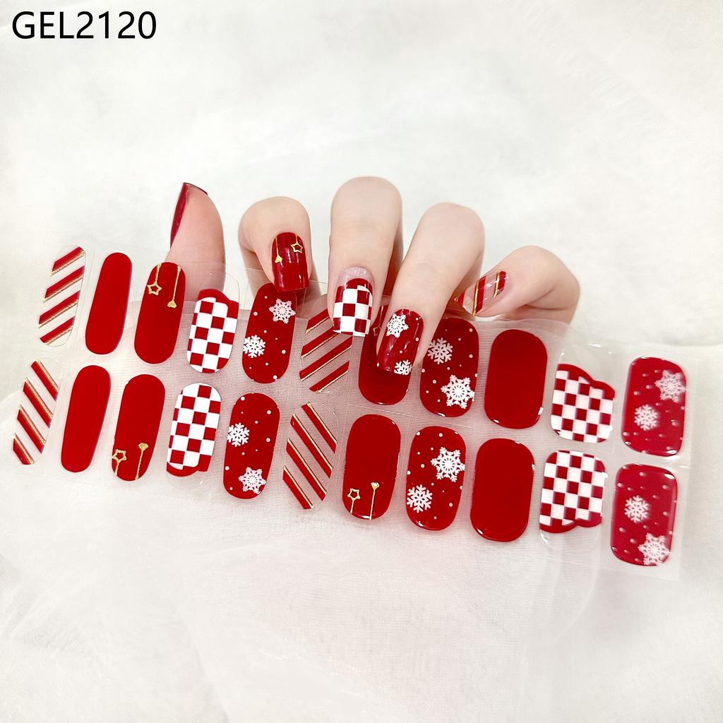Custom Logo Semi Cured Gel Nail Sticker Waterproof Full Cover Gel Nail Wraps