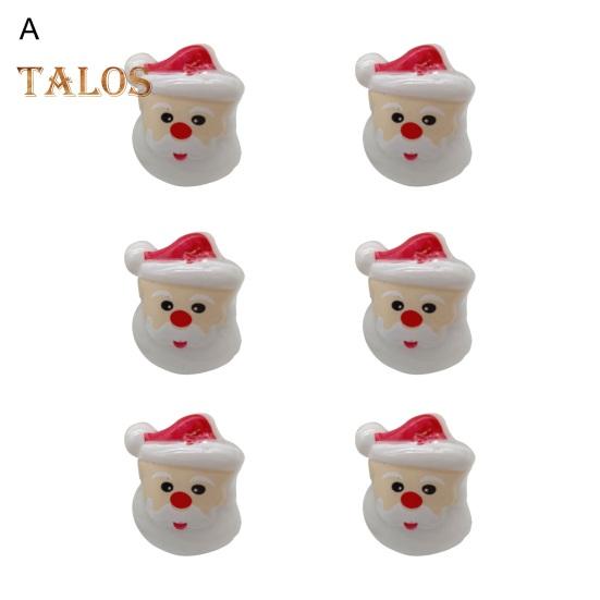 6/24Pcs Christmas Ring Holiday Party Finger Lights Santa Snowflake Tree Snowman Reindeer Glowing Ring Festive Light-up Toys