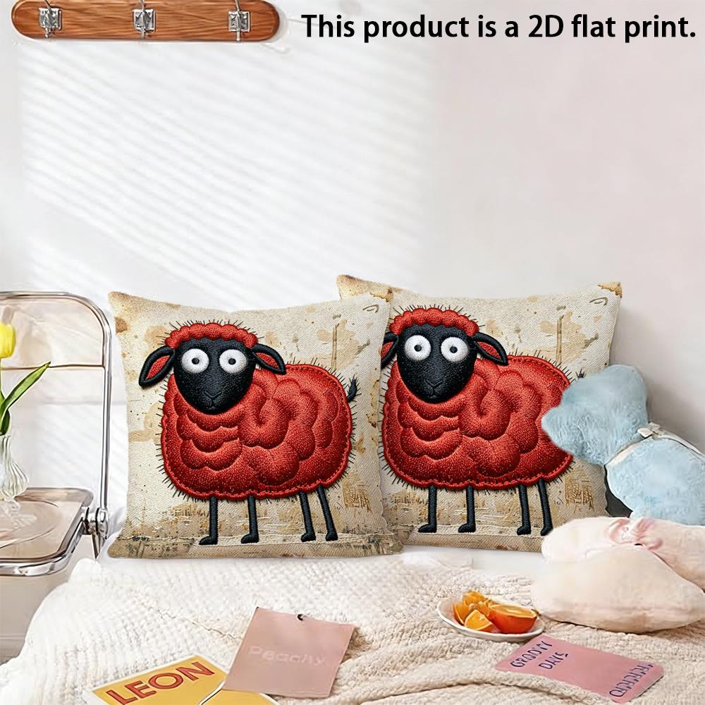 2 pezzi Federe per Cuscini Decorativi in Lana di Pecora Rossa Stile Rustico Farmhouse Vintage per Divano Letto