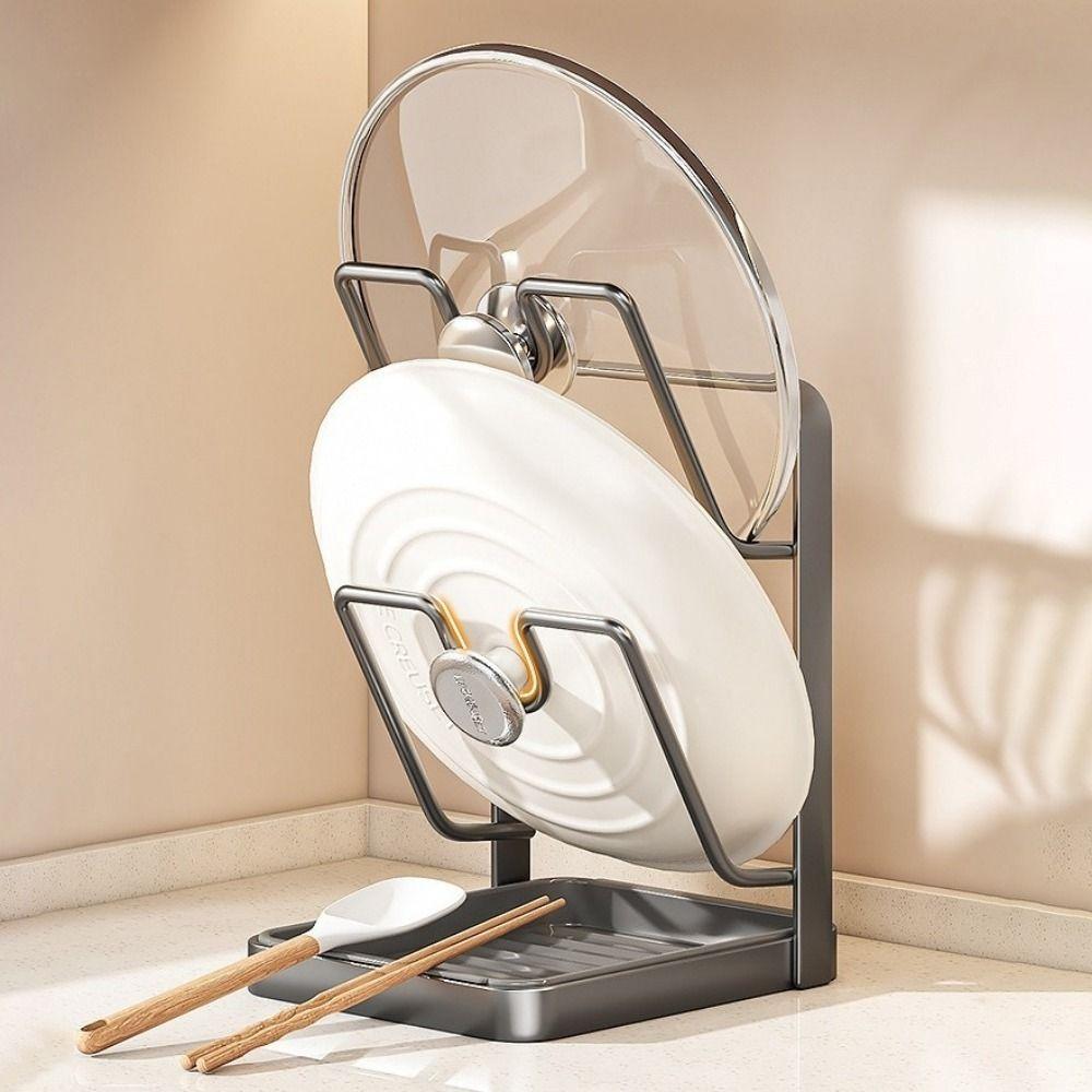Space Saving Double Layers Pot Lid Rack No Drill Cooking Utensil Holder Pot Lid Organizer Kitchen