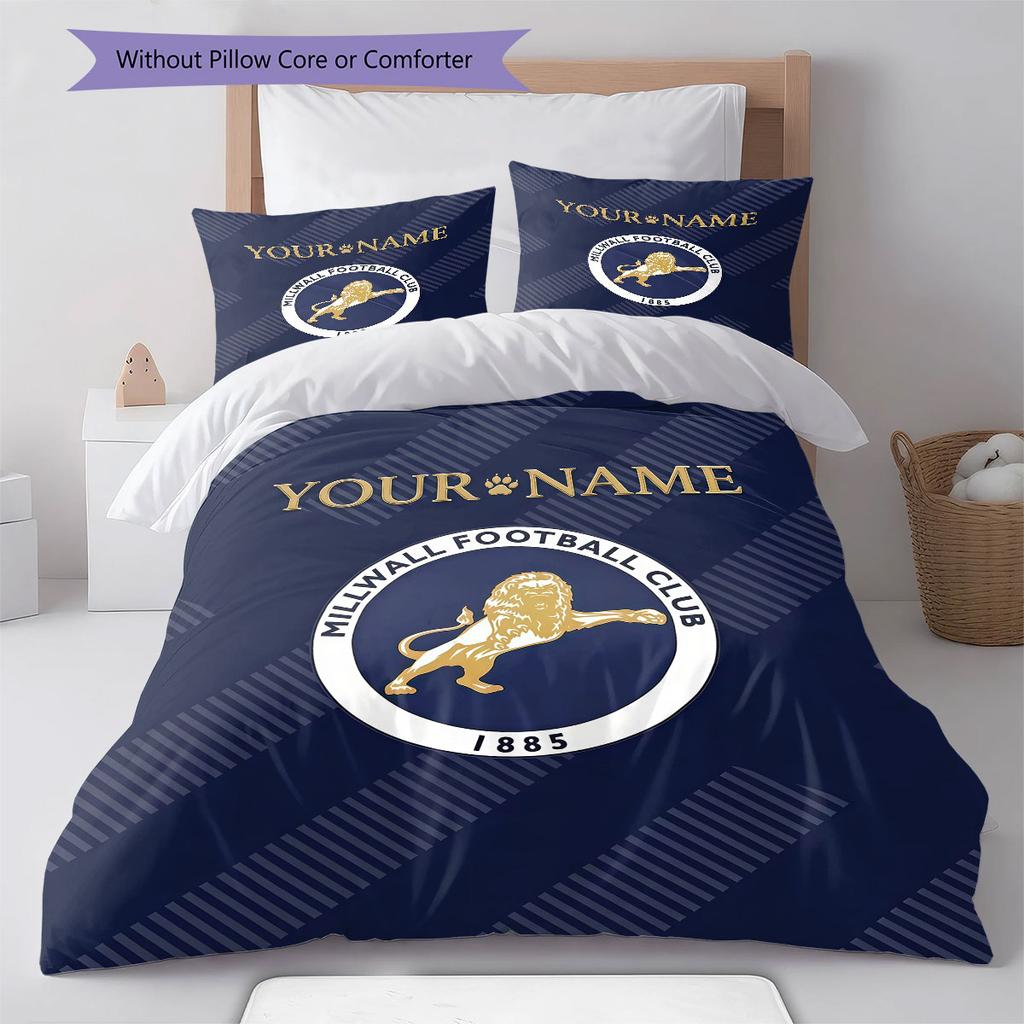 Custom Name,Millwall Pattern Bedding Home Decoration Birthday Gift ( 1 duvet cover + 2 pillowcase, without core),fan merchandise.