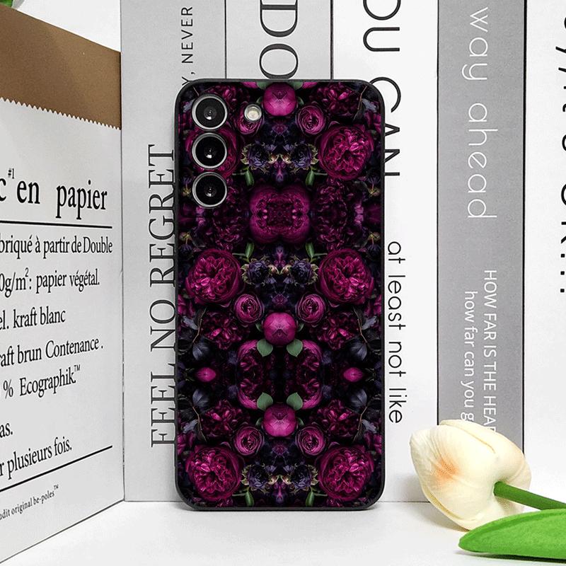 Stylish Black Rose Deep Purple Flower Phone Case for OPPO Reno 13 12 F 11 10 Pro Plus Find X5 X3 Lite X7 PRO Frosted Soft Cover