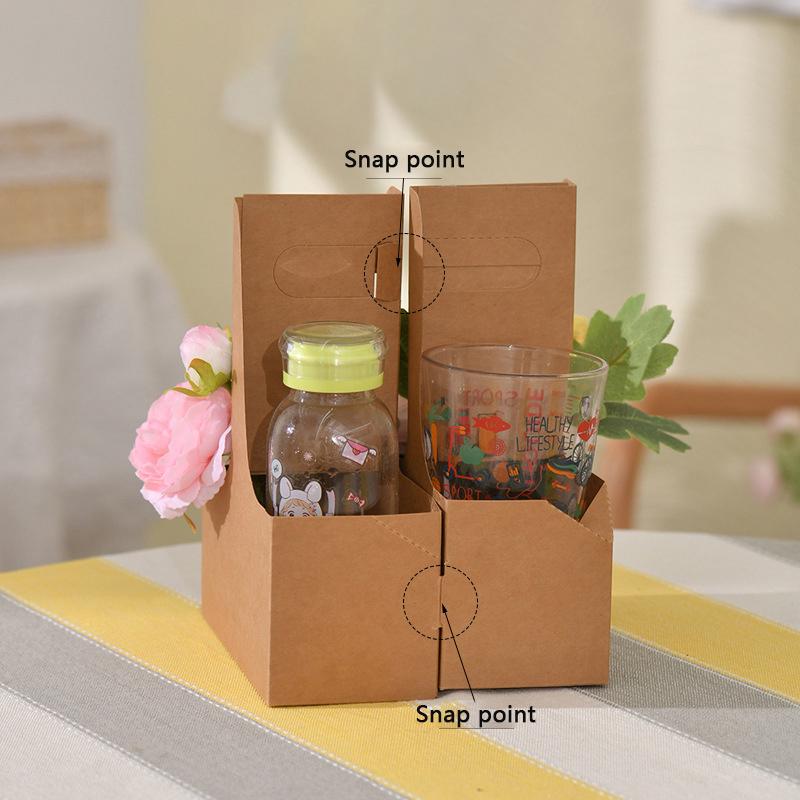 1-5Pcs Party Decoration Floral Bouquet Box Kraft Paper Cup Holder Coffee Box Handbag Flower Box Gift Packaging Gift Box 5PCS