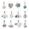 Original 925 Sterling Copper Charms Lucky Clover Horseshoe Hamsa Hand Bead Fit Brand Bracelets Necklaces DIY Zircon For Women