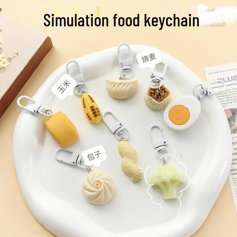 Pink Heart Breakfast Snack Keychain - Girly Backpack Pendant & Bestie Gift