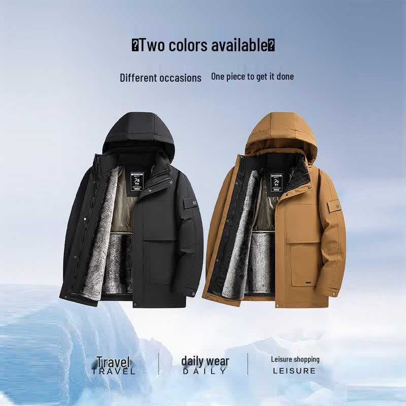 Men's 3-in-1 Detachable Hood Goose Down Winter Parka