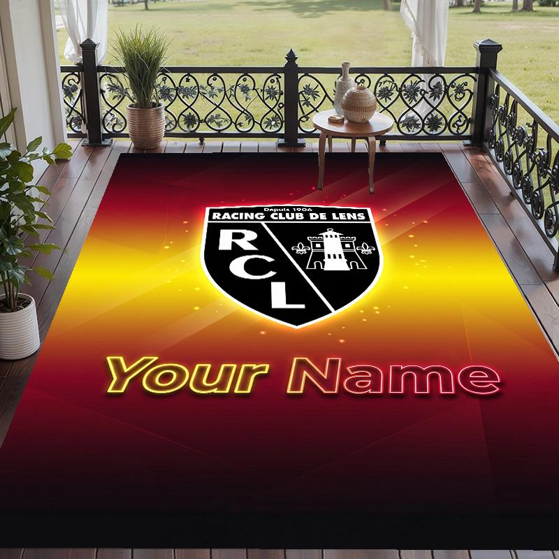 Custom Text Printed Rug Racing Club De Lens Non Slip Floor Carpet For Home Room Decor